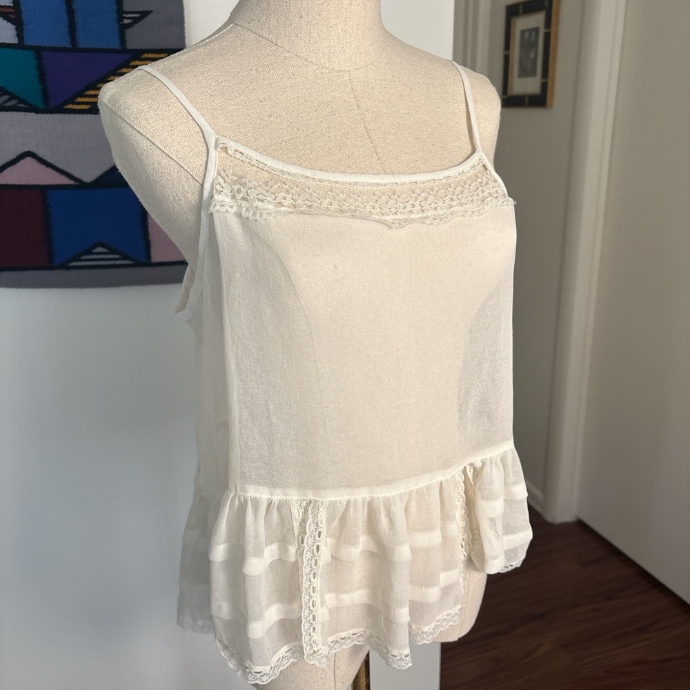 Free People Intimately Sheer White Ruffle Cami